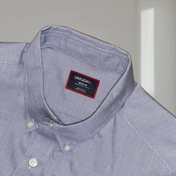 UNTUCKit Shirt – Blue Micro-Check Button-Down (Medium) - Picture 2 of 5